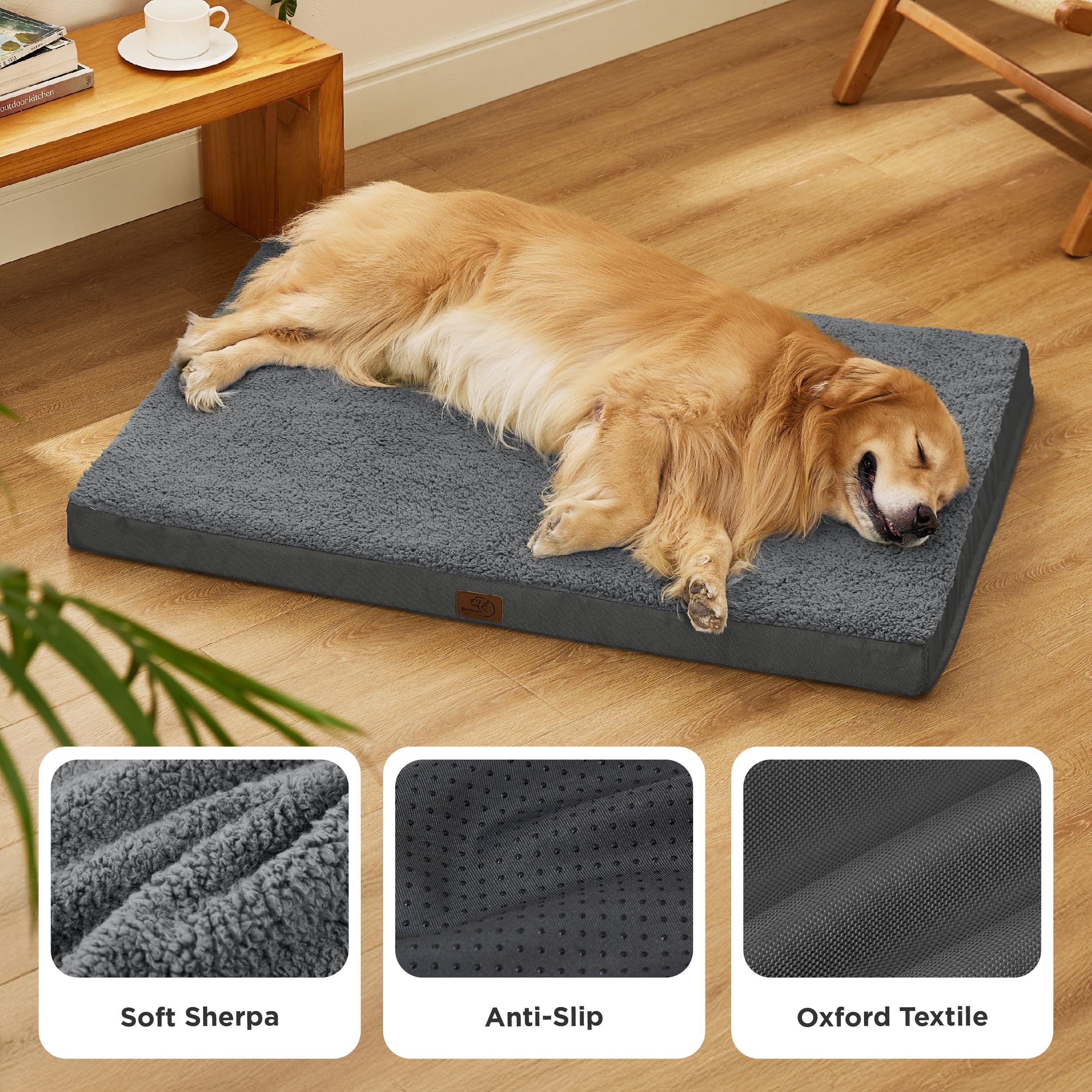Bedsure cama extragrande: base antideslizante mantiene la cama estable.