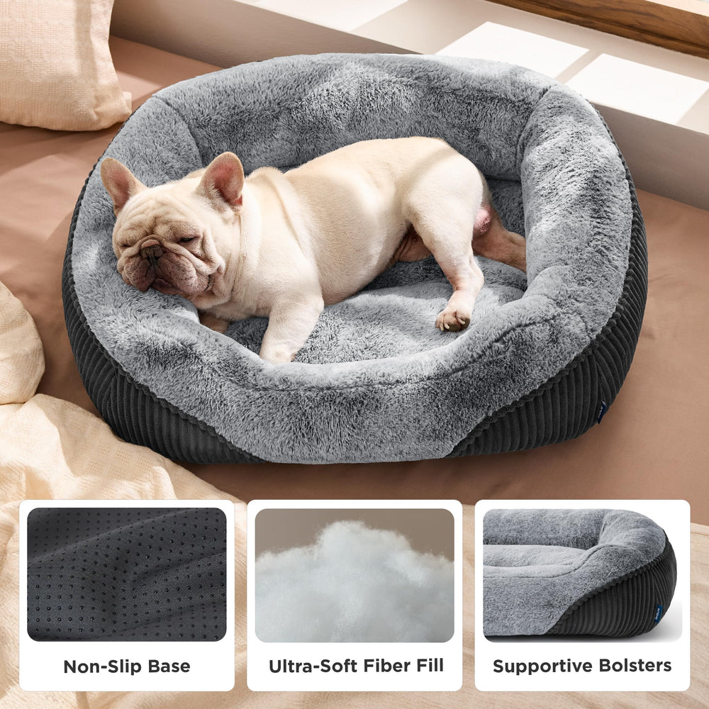 Bedsure cama para perro borde elevado que ofrece soporte para cuello y cabeza