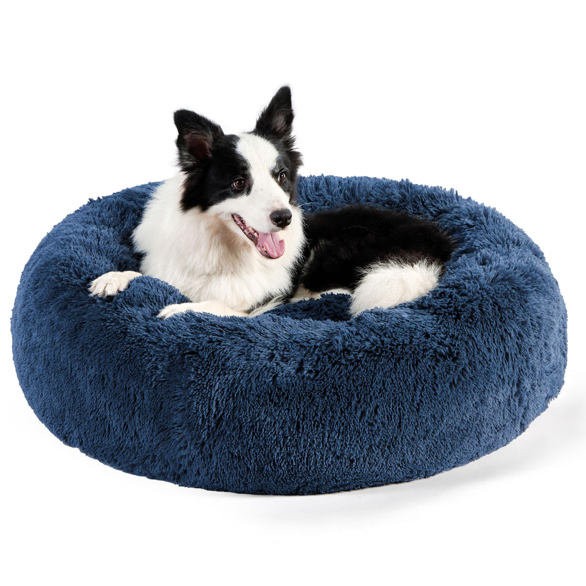 Bedsure Cama para perros grandes, donut de 36 pulgadas en azul marino para descanso cómodo