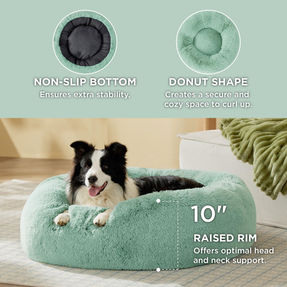 Bedsure cama para perros con borde alzado, soporte para cabeza y cuello durante el descanso.