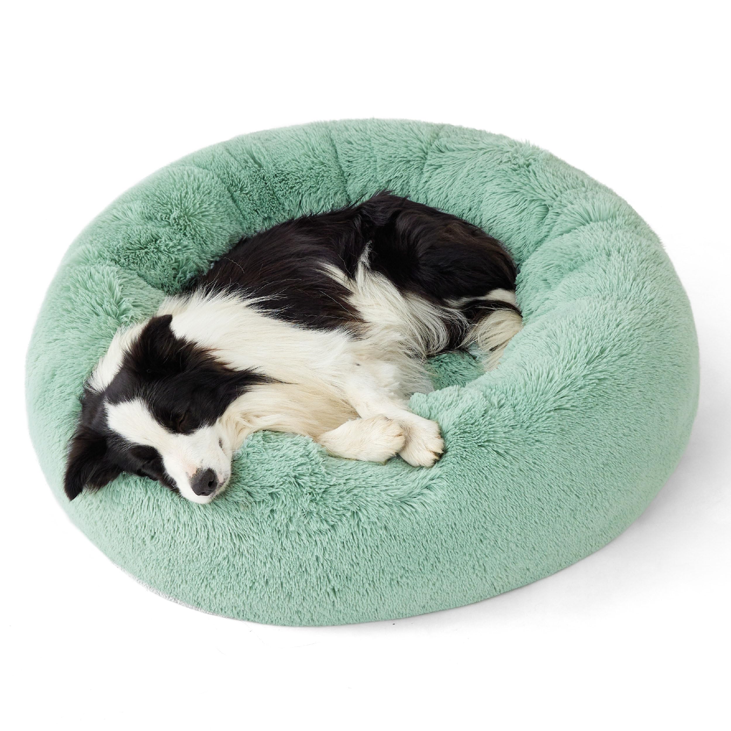 Bedsure cama para perros con forma de dona de 36 pulgadas, descanso cómodo y seguro para noches tranquilas.