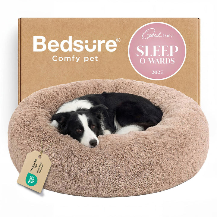 Bedsure cama para perro en forma de rosquilla grande, descanso cómodo.