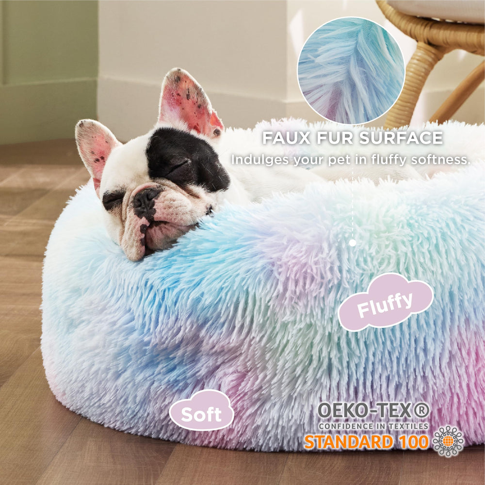 Bedsure cama para perro con borde elevado que ofrece apoyo.