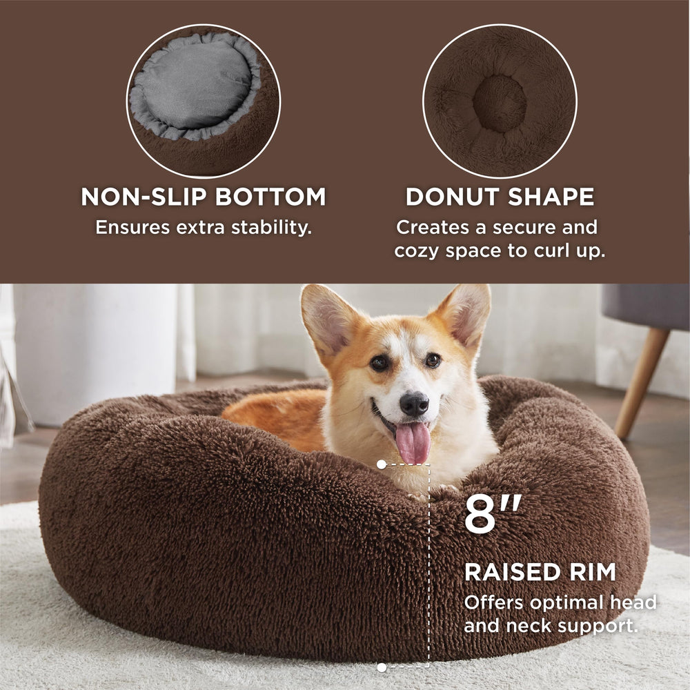 Bedsure cama-donut-33-pulgadas borde alzado ofrece apoyo para la cabeza.