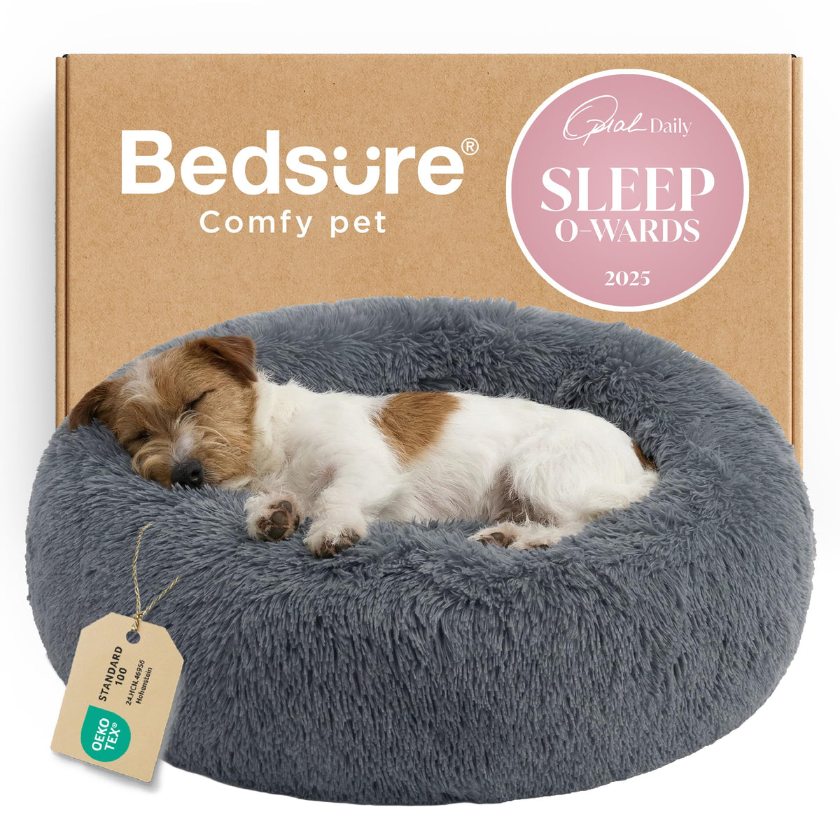 Bedsure Cama Donut para Perro – confort redondo para dormir relajado