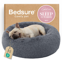 Bedsure cama para perro en forma de dona con apoyo suave para la cabeza.