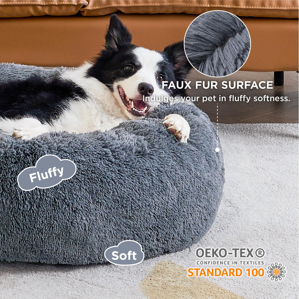 Bedsure cama donut grande con pelo sintético suave para descanso cómodo