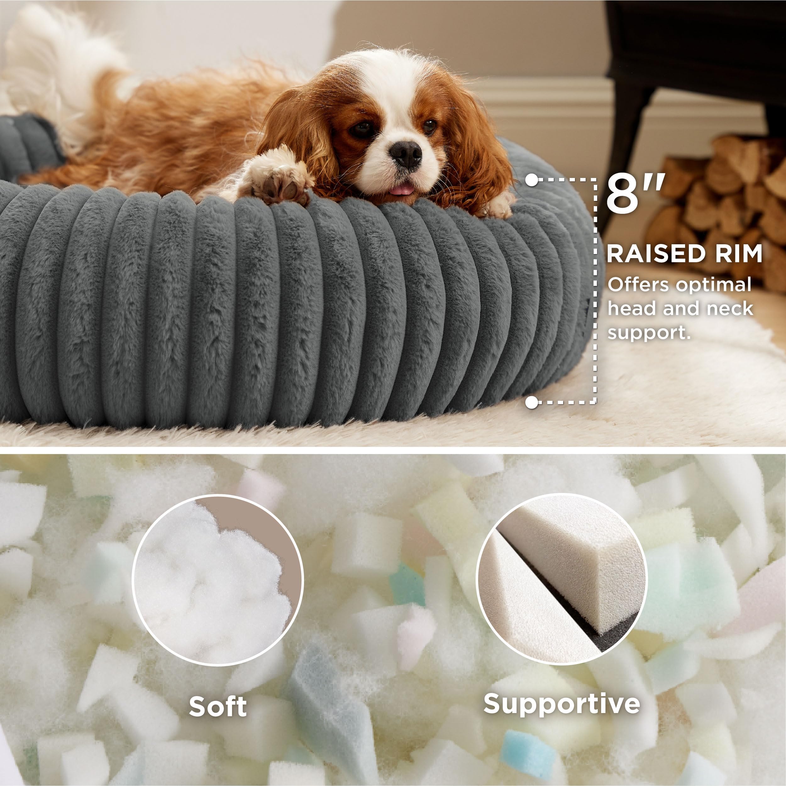 Bedsure Cama Donut Mediana con forro corduroy para mayor confort