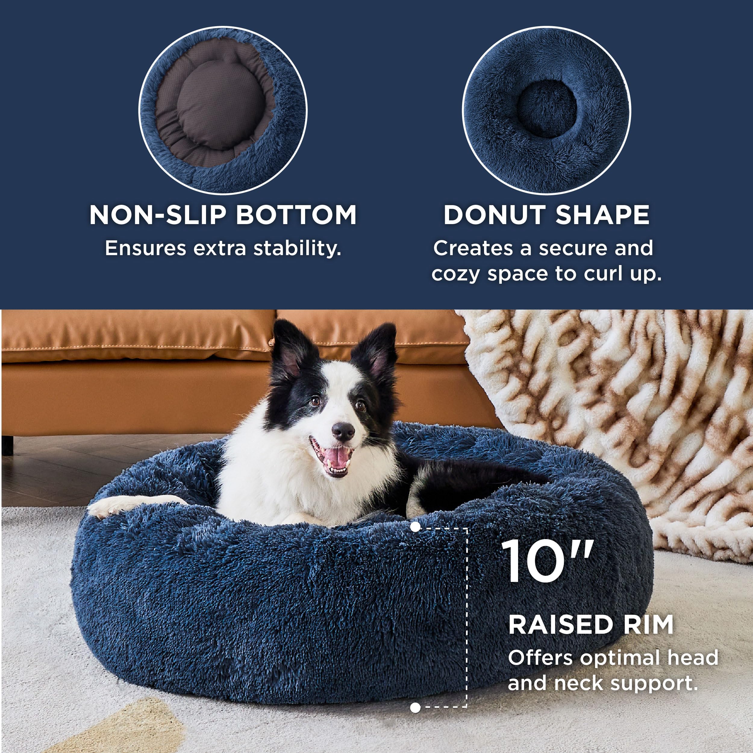 Bedsure Cama donut grande, tejido plush suave para mayor confort