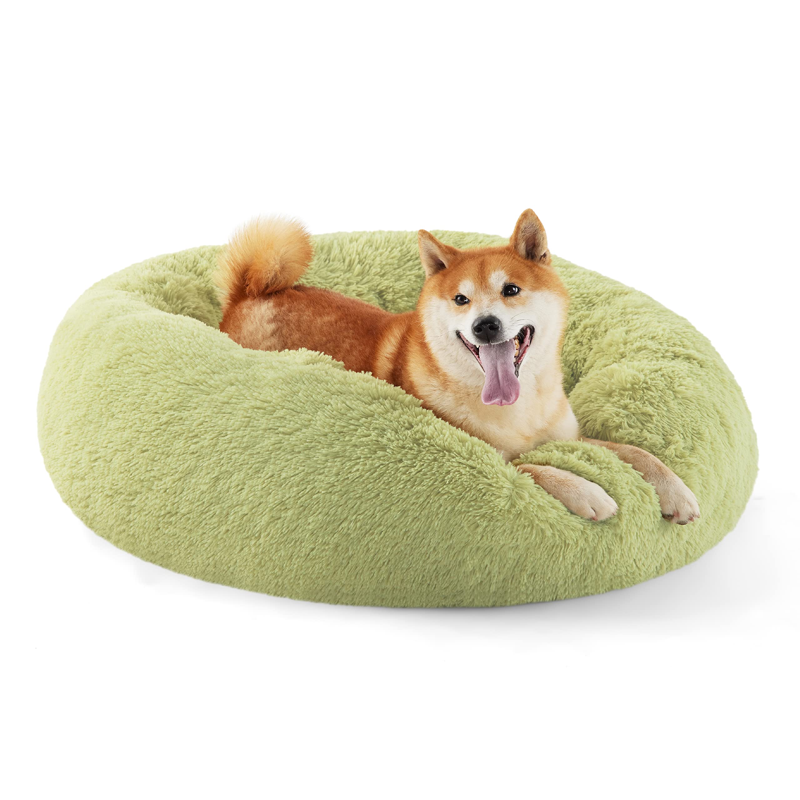 Bedsure cama para perro rosquilla verde de 30 pulgadas para descanso cómodo
