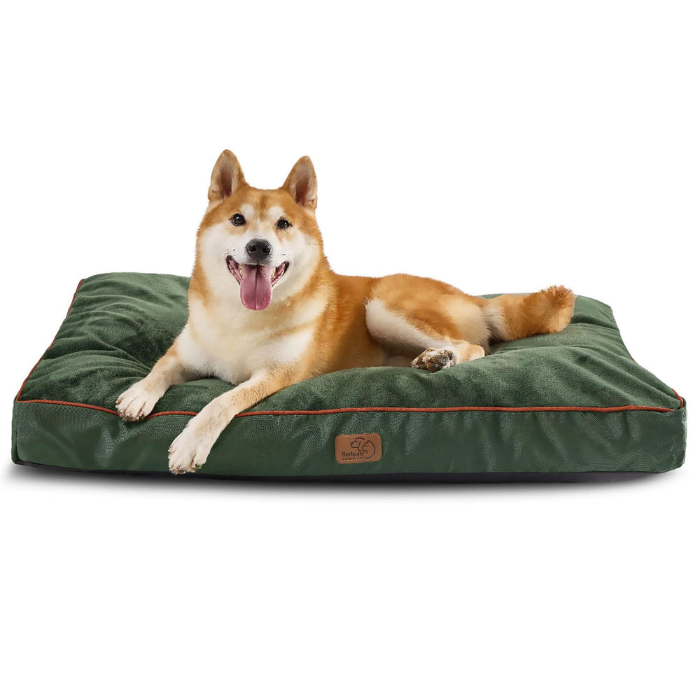 Bedsure cama para perro grande con grosor de 3 pulgadas para apoyo cómodo.
