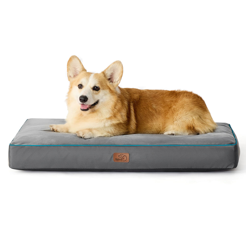 Bedsure cama para perro grande con espesor de 3 pulgadas, gris, ideal para jaulas