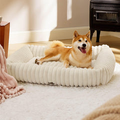 Bedsure cama para perros grande, vista frontal con peluche suave para descanso