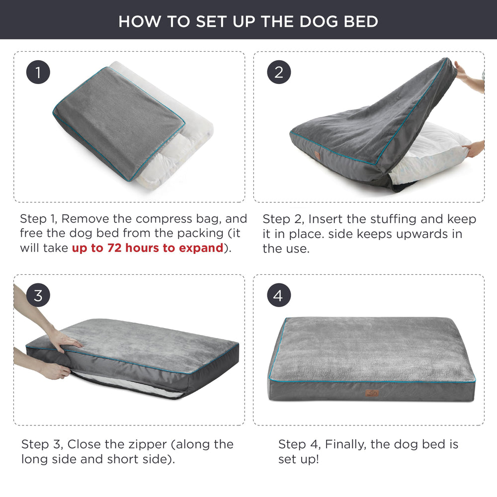 Bedsure cama para perro grande con relleno plush para confort suave.