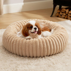 Bedsure cama para perro de pelo sintético lavable, refugio cómodo para siestas largas.