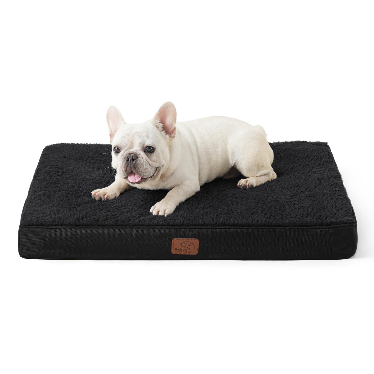 Bedsure cama para perro mediano, vista superior, soporte ortopédico para descanso cómodo.