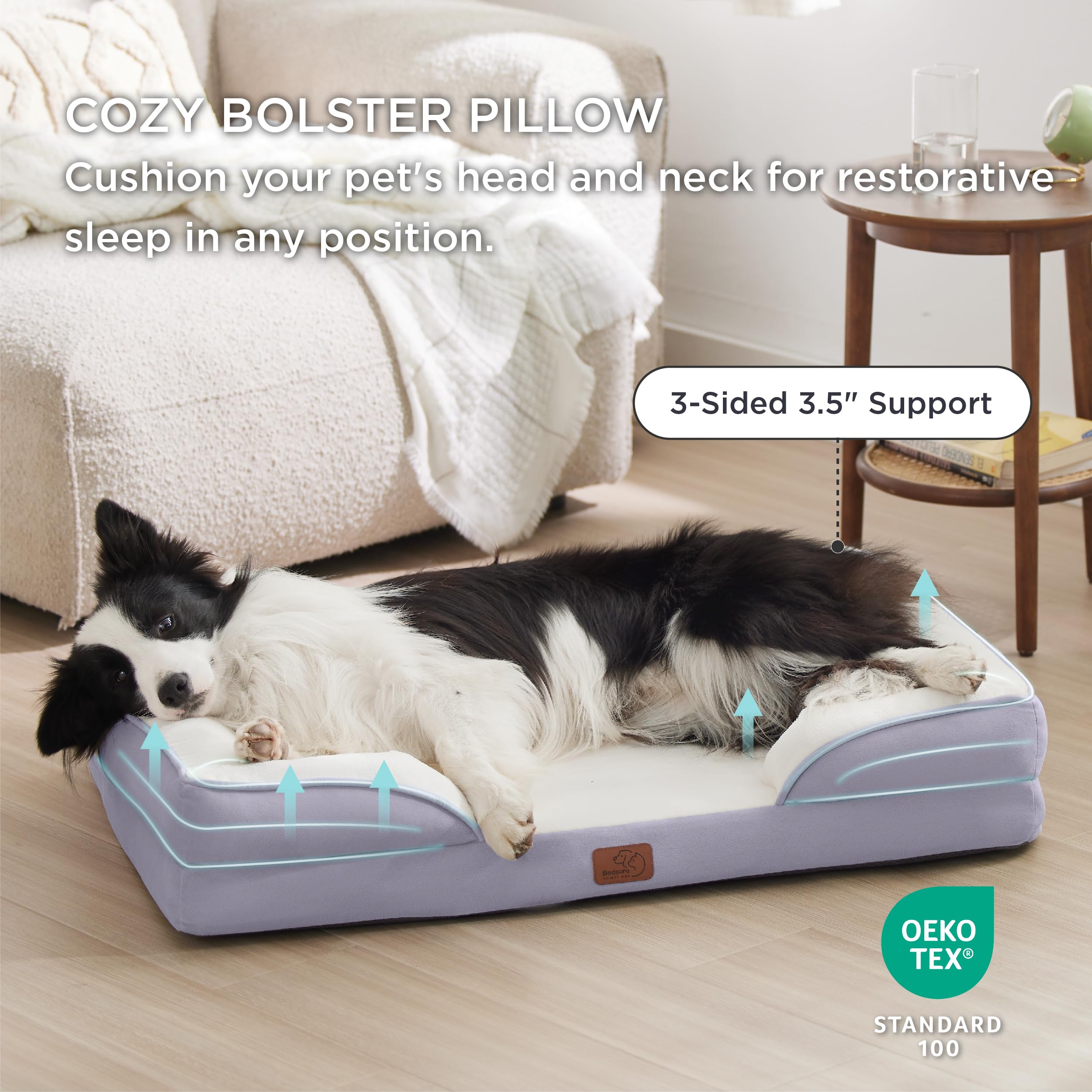 Bedsure cama ortopédica para perros grandes, bordes acolchados para mayor confort