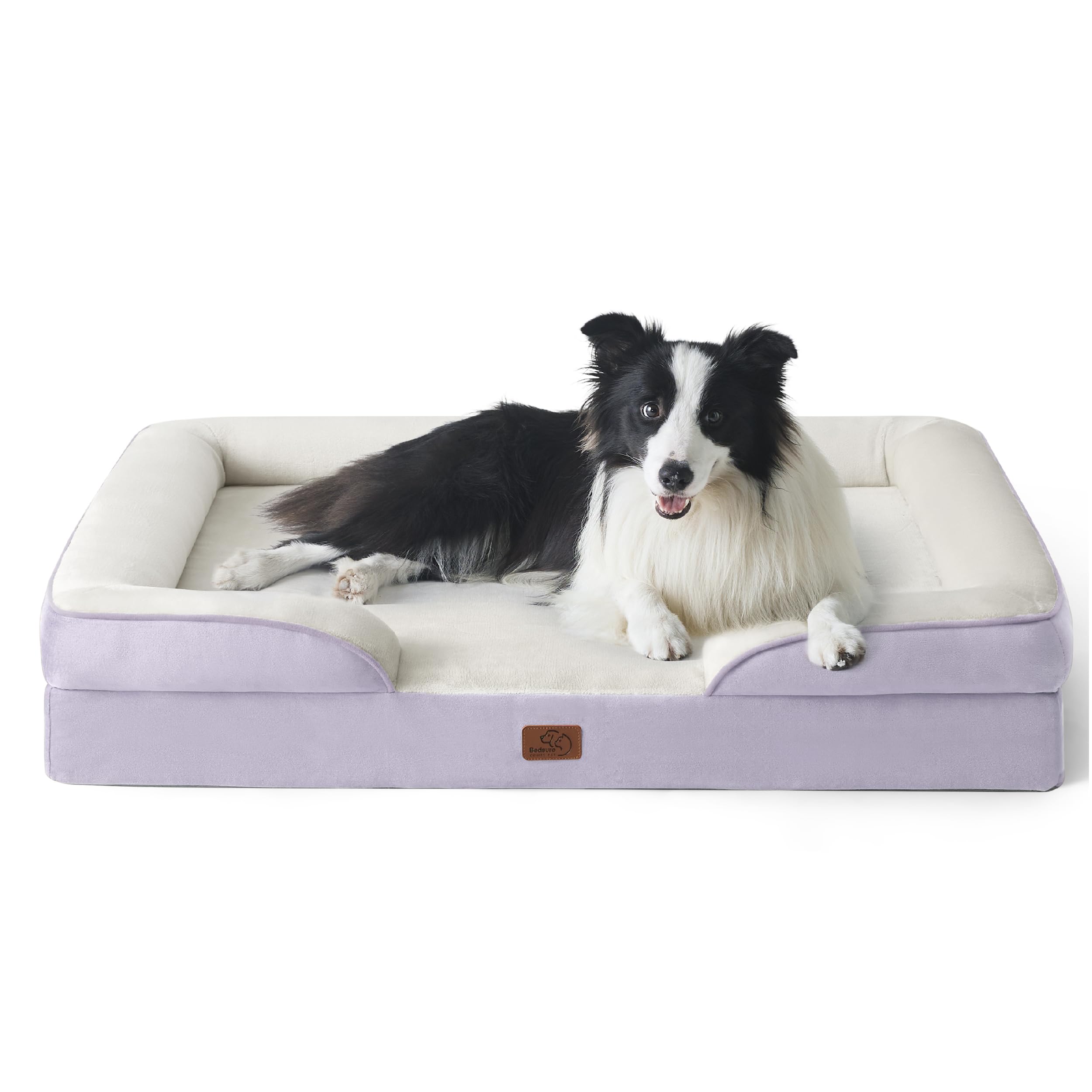 Bedsure cama ortopédica para perros grandes, tapizado lavanda, descanso cómodo