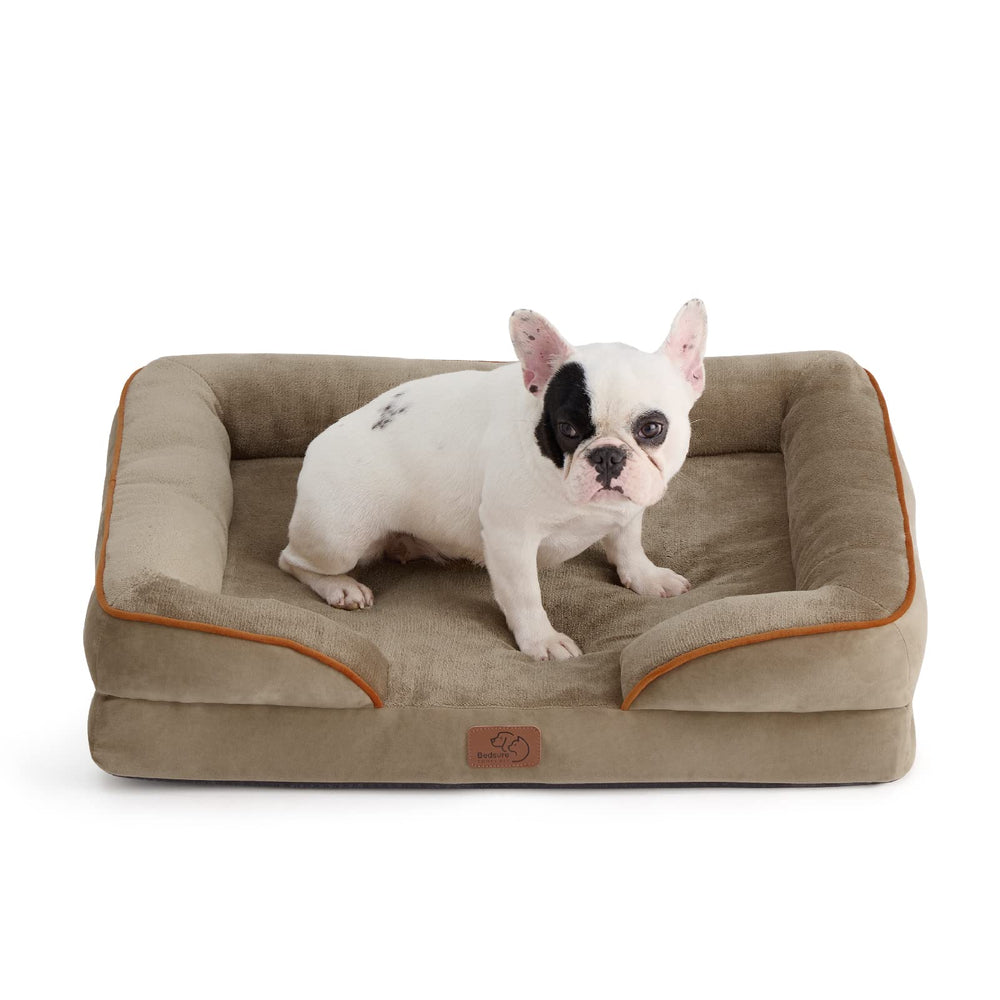 Bedsure cama ortopédica para perros de tamaño medio con espuma de alta densidad para soporte.