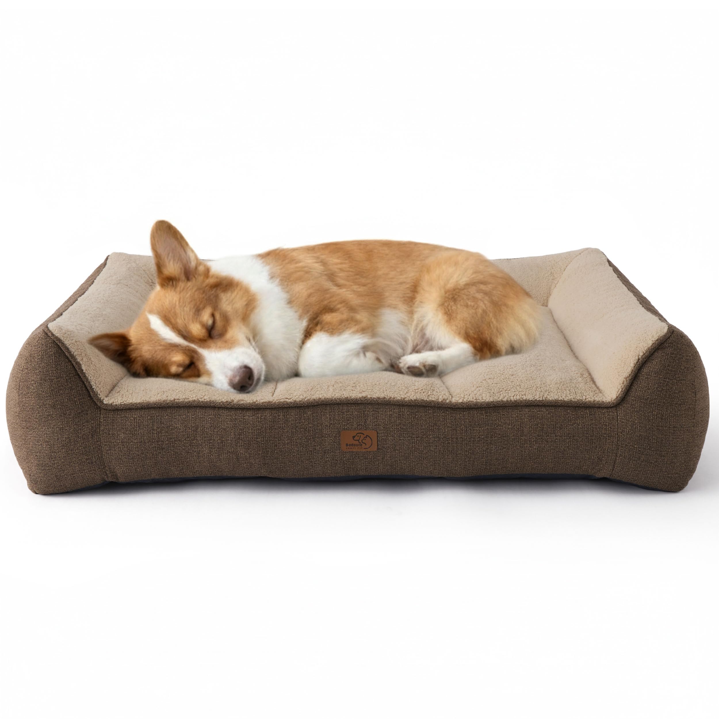 Bedsure cama ortopédica para perro mediano con funda impermeable para limpieza rápida.