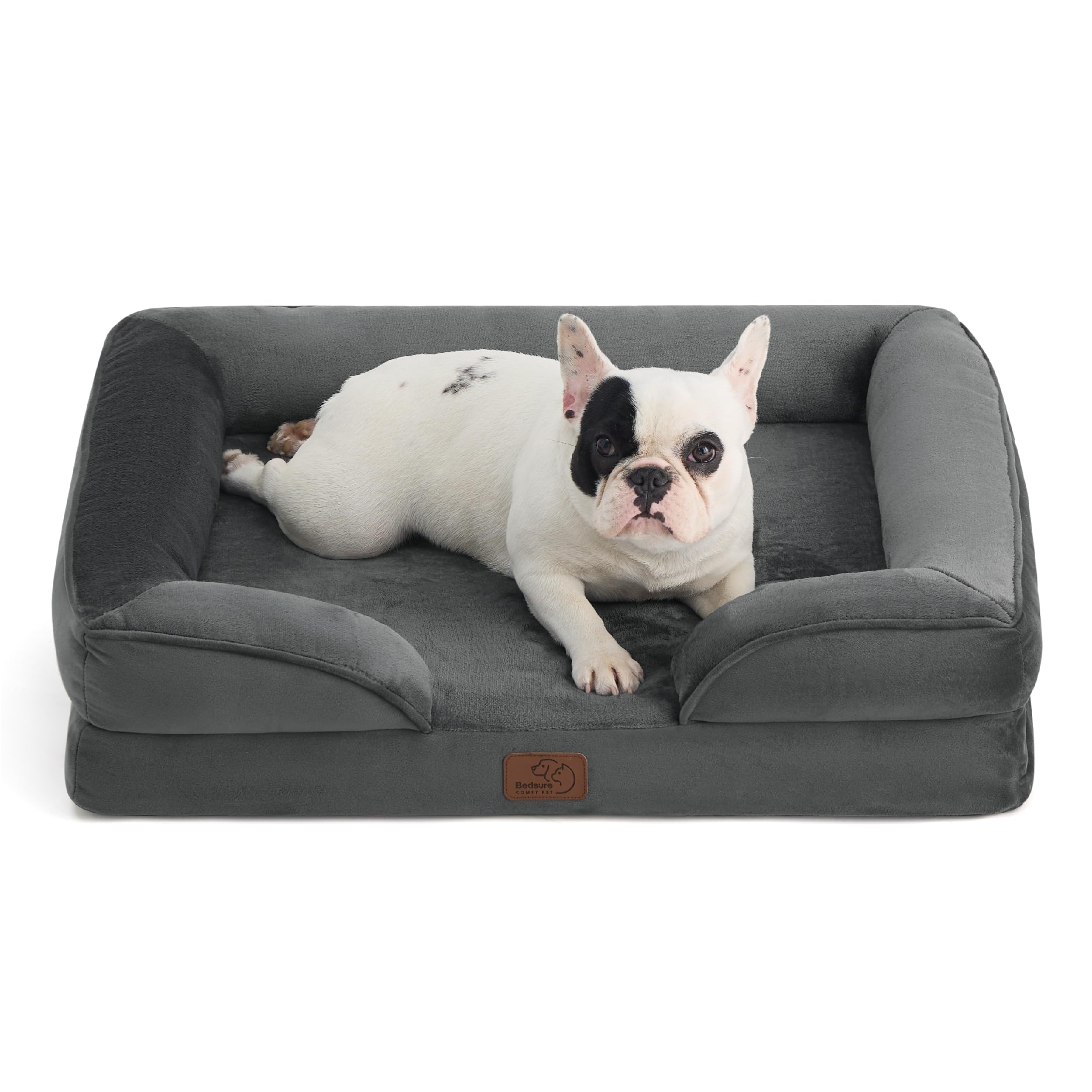 Bedsure cama perro ortopedica mediana vista superior muestra soporte estable para dormir