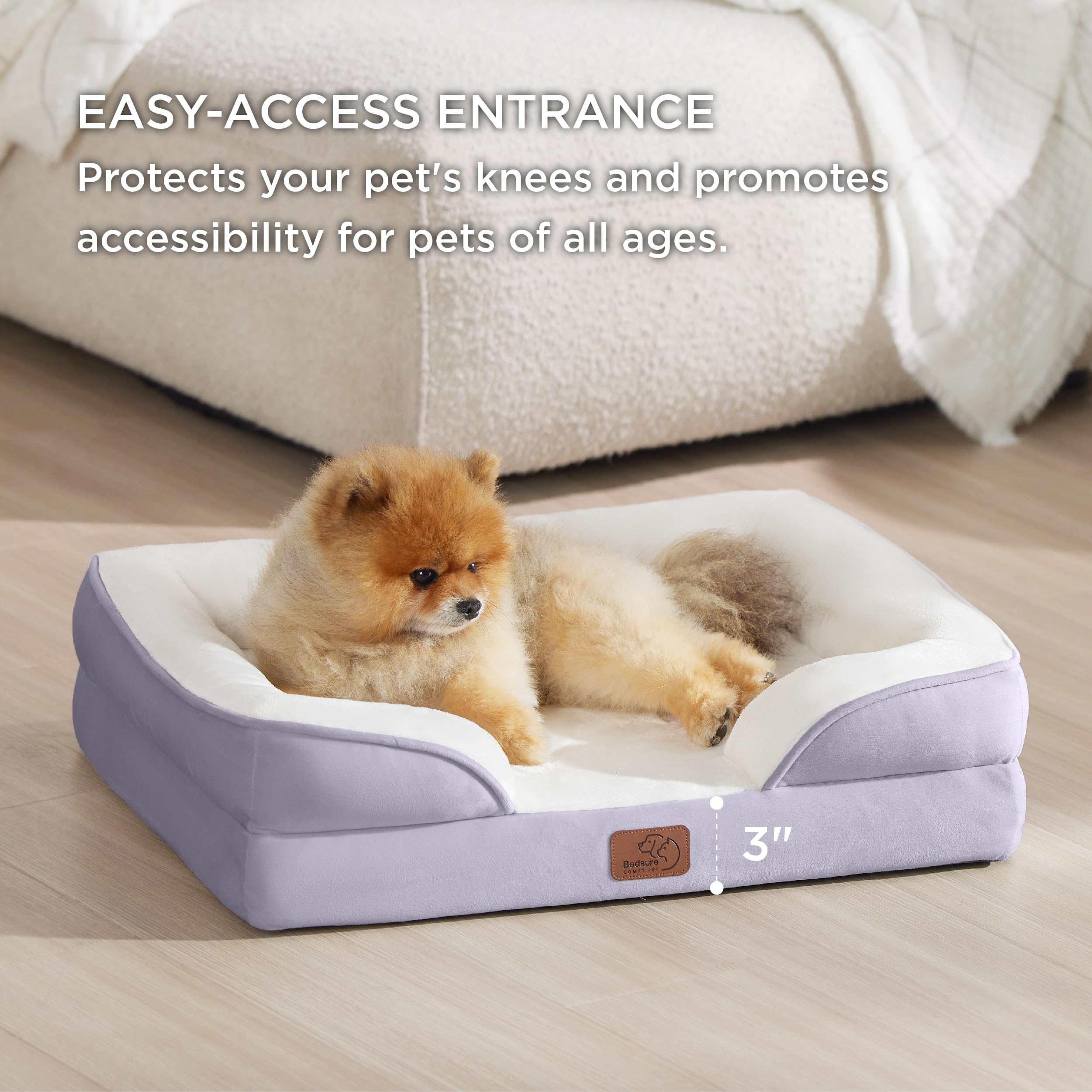 Bedsure cama apta para siestas largas en casa con tela suave.
