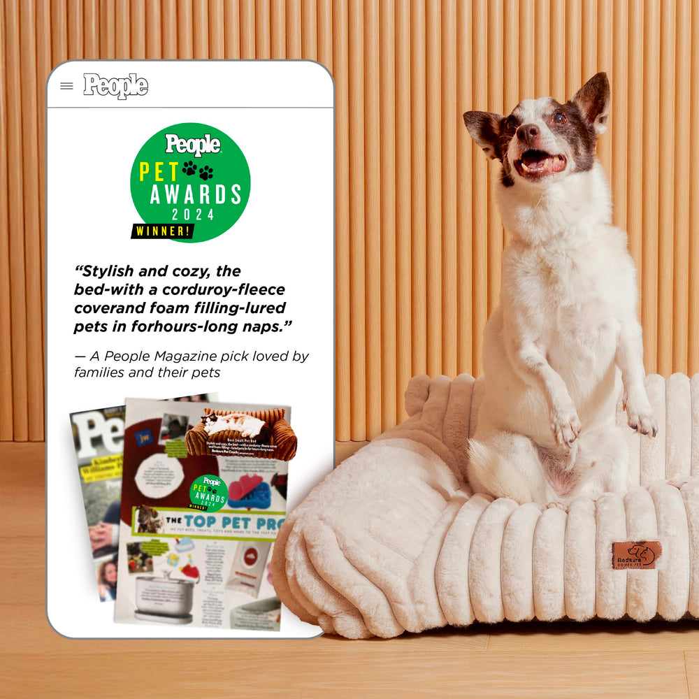 Bedsure cama para perro pequeño de 30 pulgadas en crema.