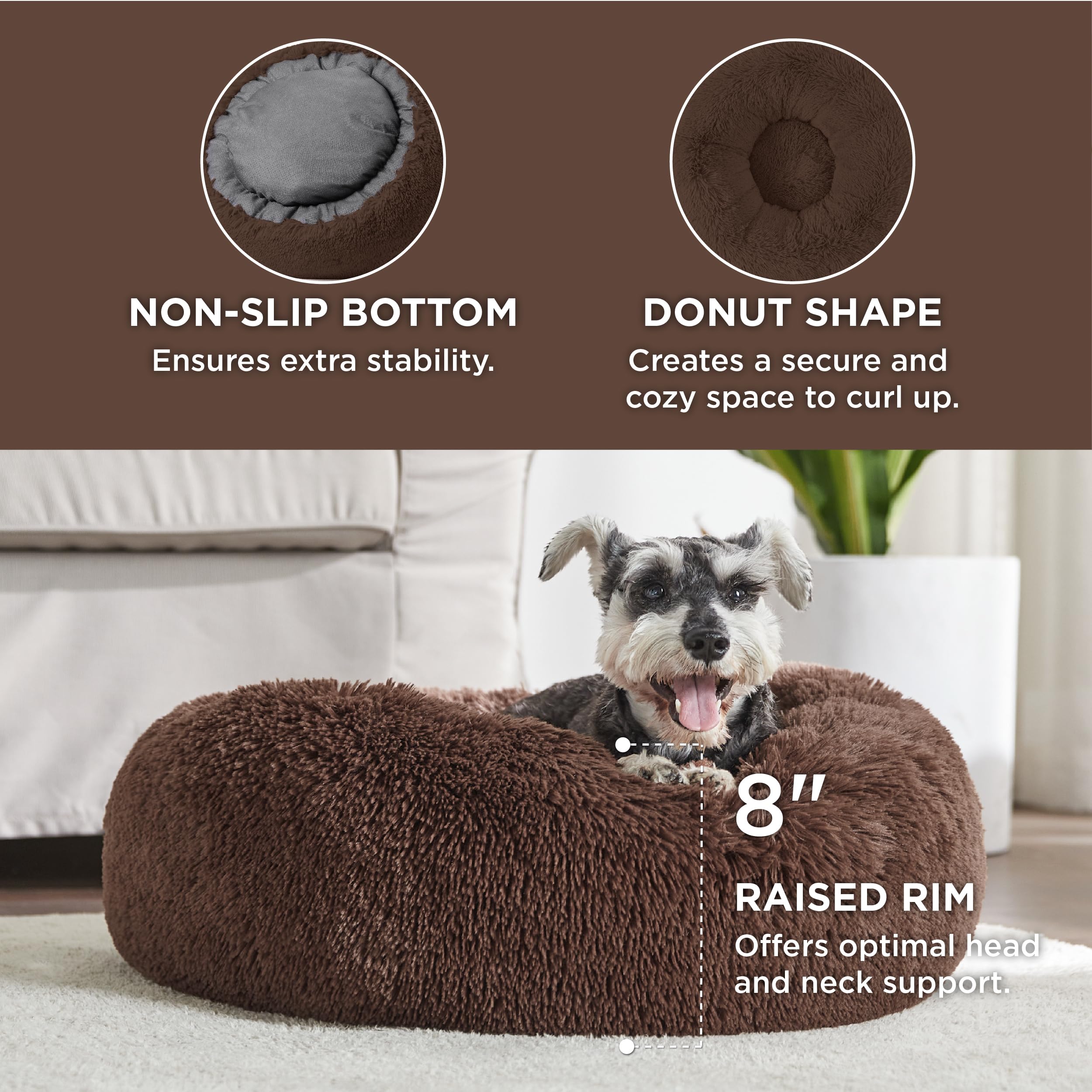 Bedsure cama para perro pequeño lavable a máquina en cafe, limpieza sencilla.