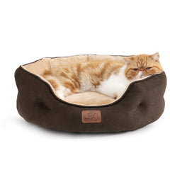 Bedsure cama para perro pequeño redonda marrón con descanso cómodo