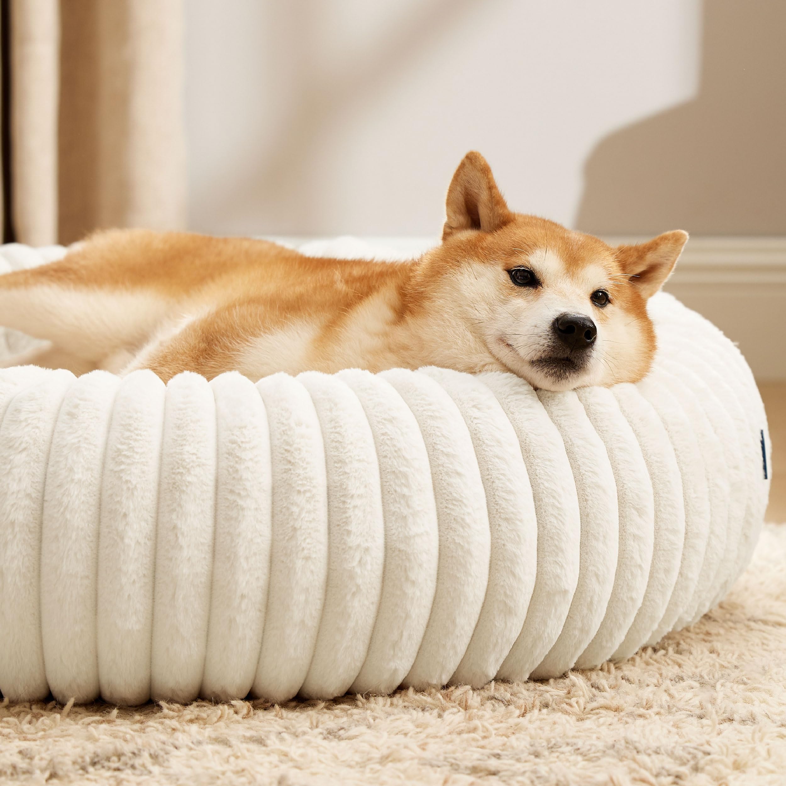 Bedsure cama para perros redonda con dimensiones 36x36 pulgadas para espacios compactos