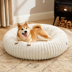 Bedsure cama para perros redonda con pelo sintético suave, ofrece confort para siestas largas