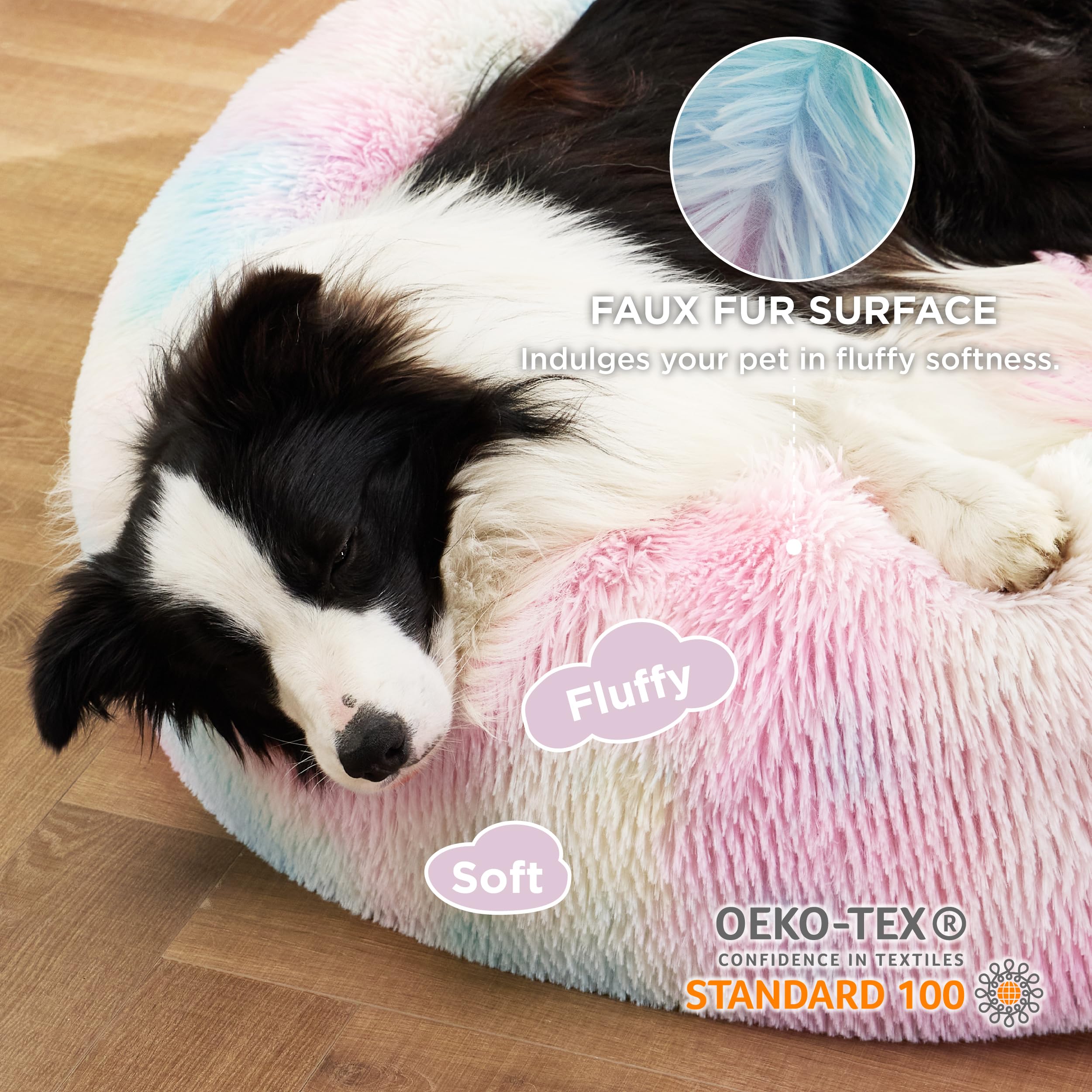 Bedsure cama para perro con borde alto brinda apoyo a la cabeza.