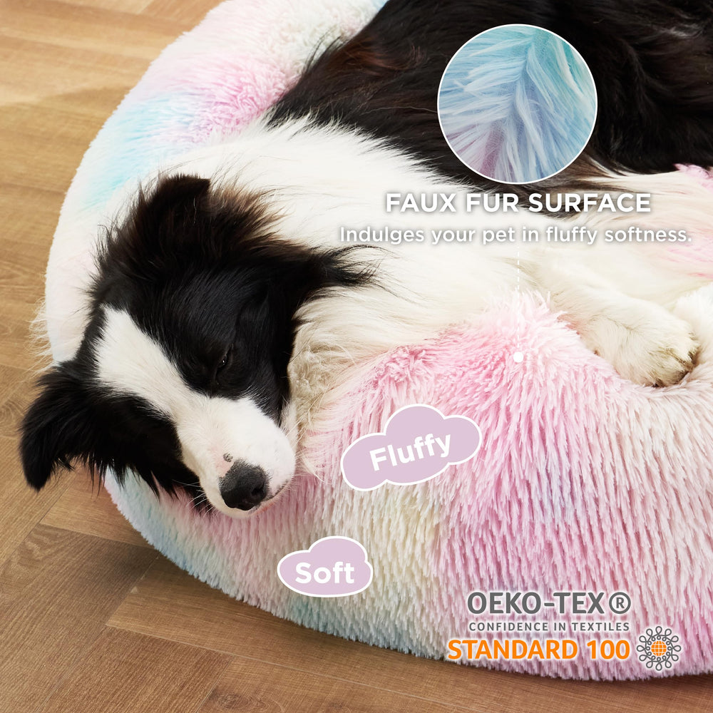 Bedsure cama para perro con borde alto brinda apoyo a la cabeza.