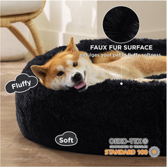 Bedsure cama para perro rosquilla borde alzado: soporte para cabeza durante la siesta.