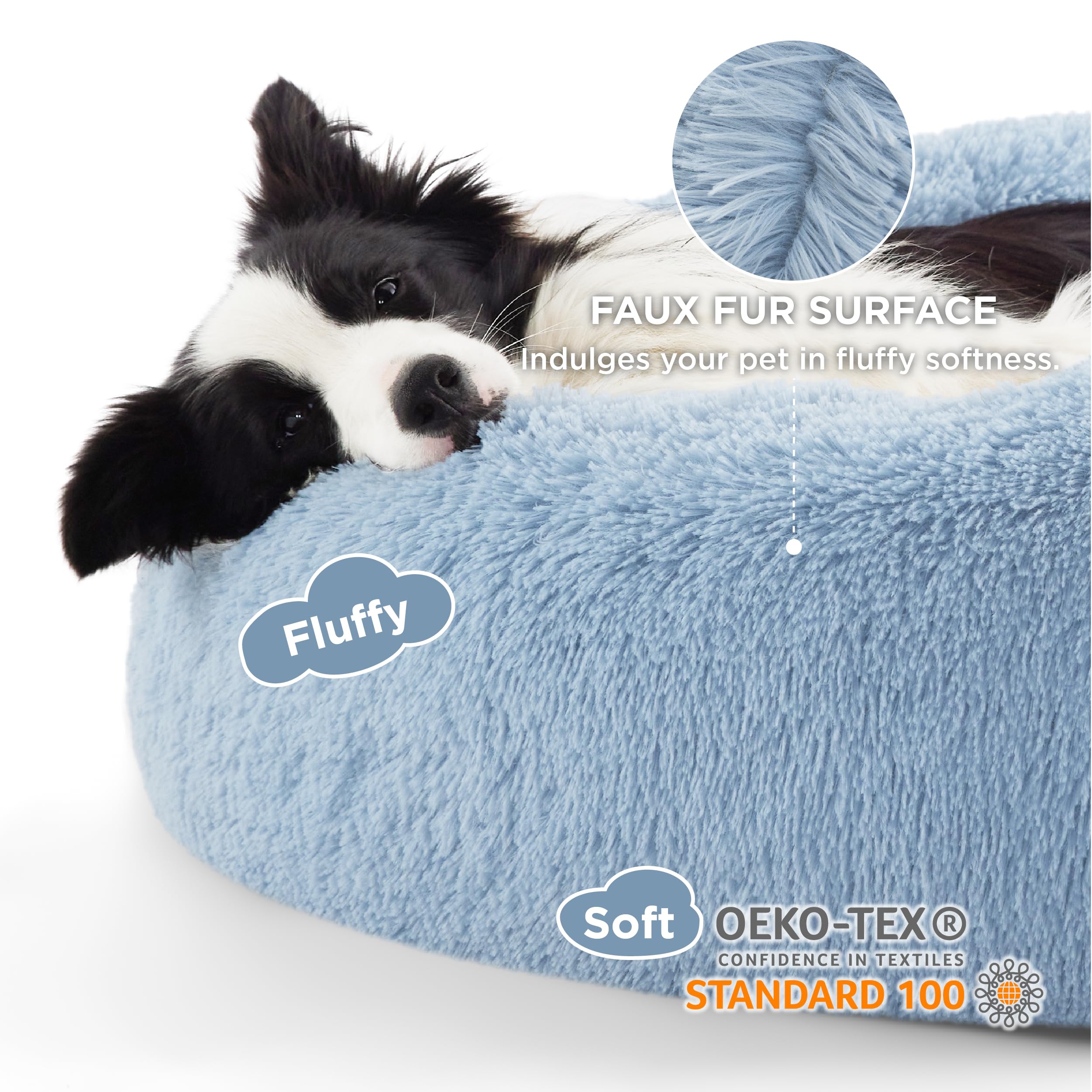 Bedsure cama para perro rosquilla con borde elevado para soporte de cabeza