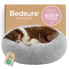 Bedsure cama de perro rosquilla calmante gris claro, borde elevado para descanso seguro