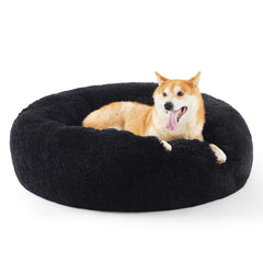 Bedsure cama para perro rosquilla con pelo sintético: descanso suave y cálido.