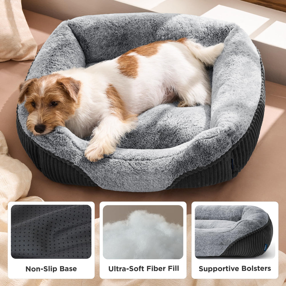 Bedsure cama para perros con tejido corduroy gris y textura suave