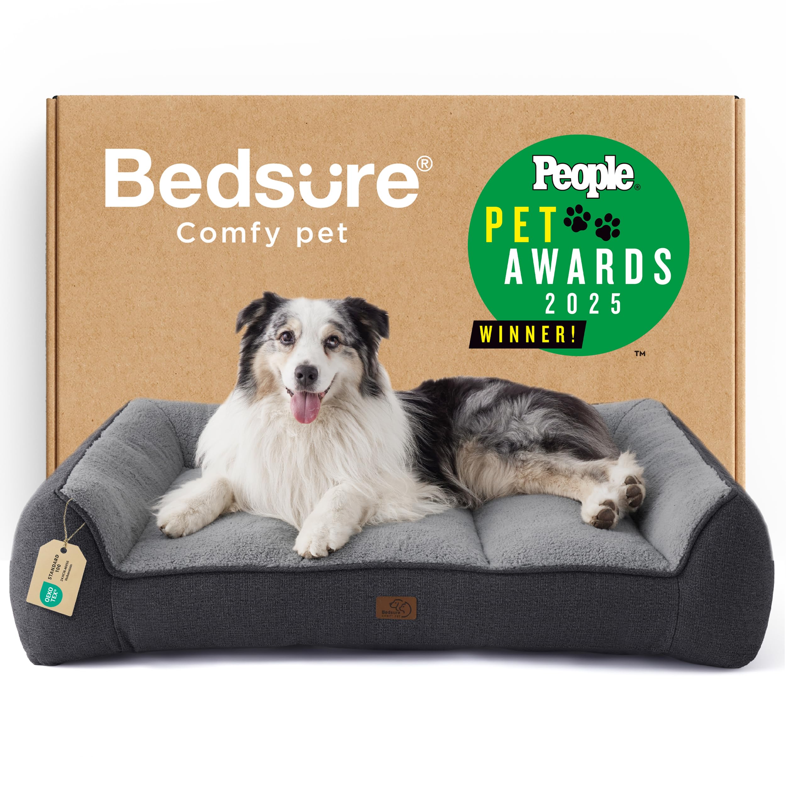 Bedsure cama para perro XL ortopédica con funda impermeable, protege contra derrames.