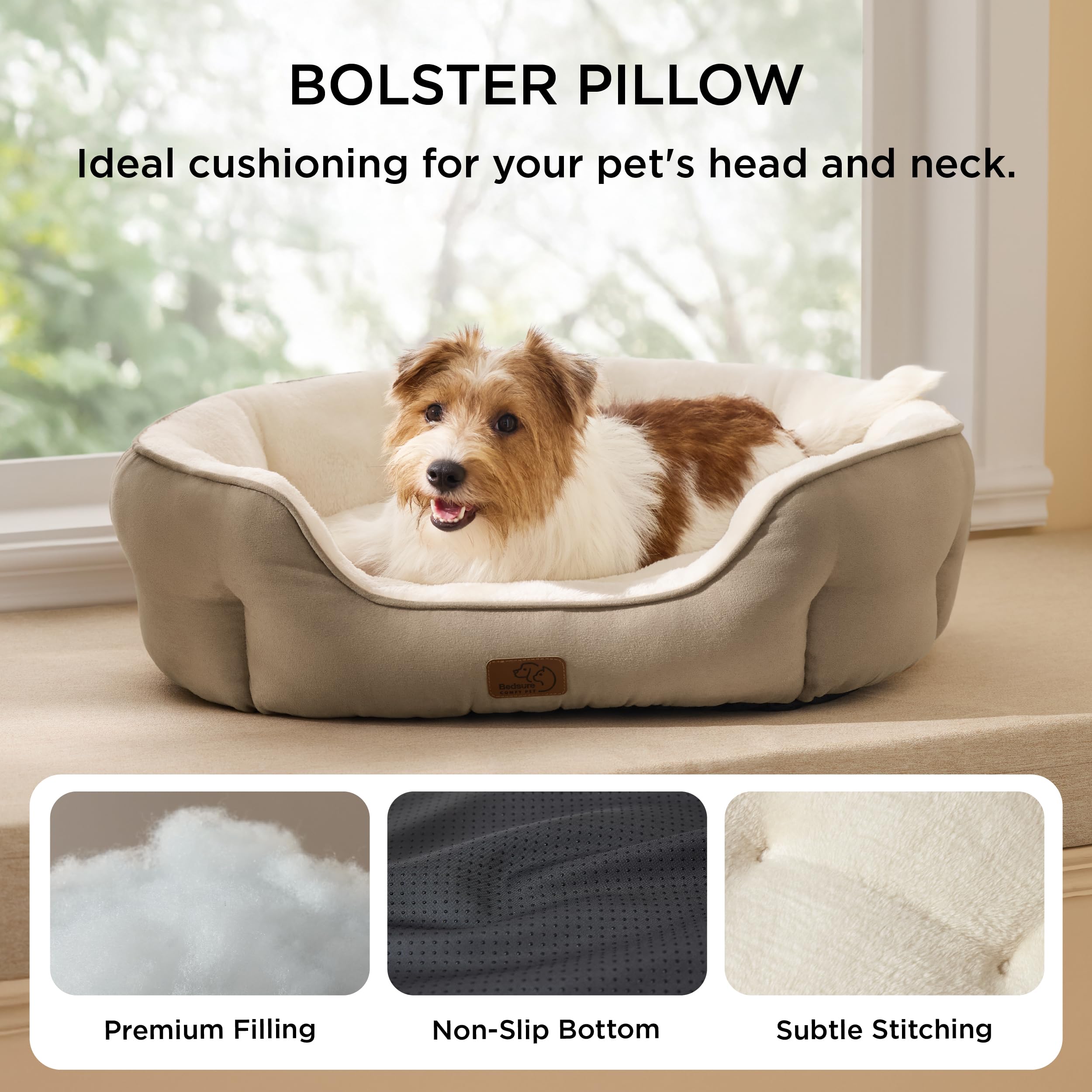 Bedsure cama redonda lavable para perros medianos, limpieza sencilla.
