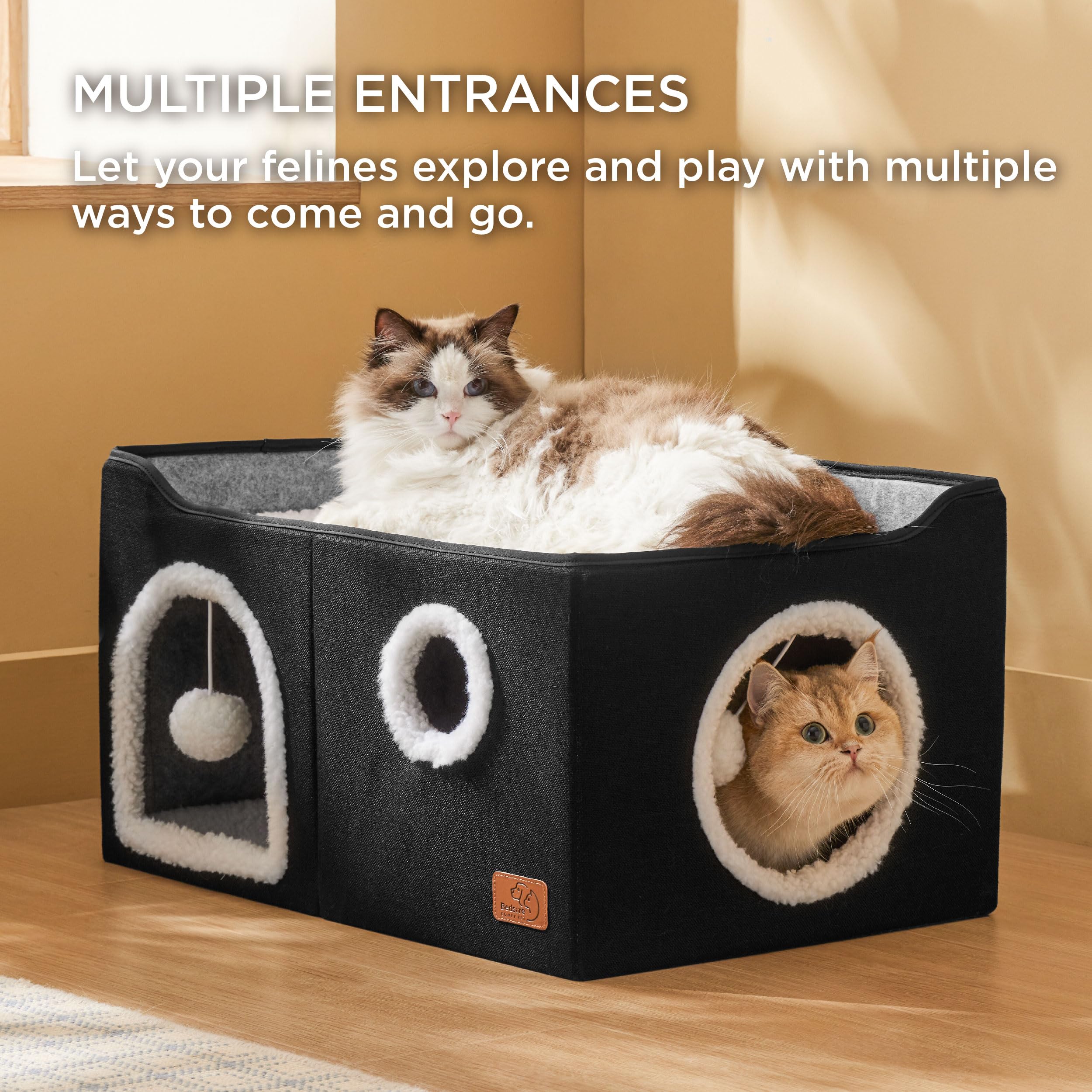 Bedsure casa cubo para gatos, interior suave con lana lambswool para confort