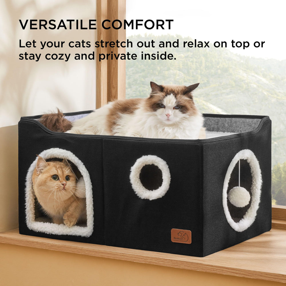 Bedsure casa cubo para gatos, túnel y entradas dobles para exploración