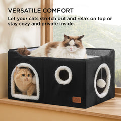 Bedsure casa cubo para gatos, túnel y entradas dobles para exploración