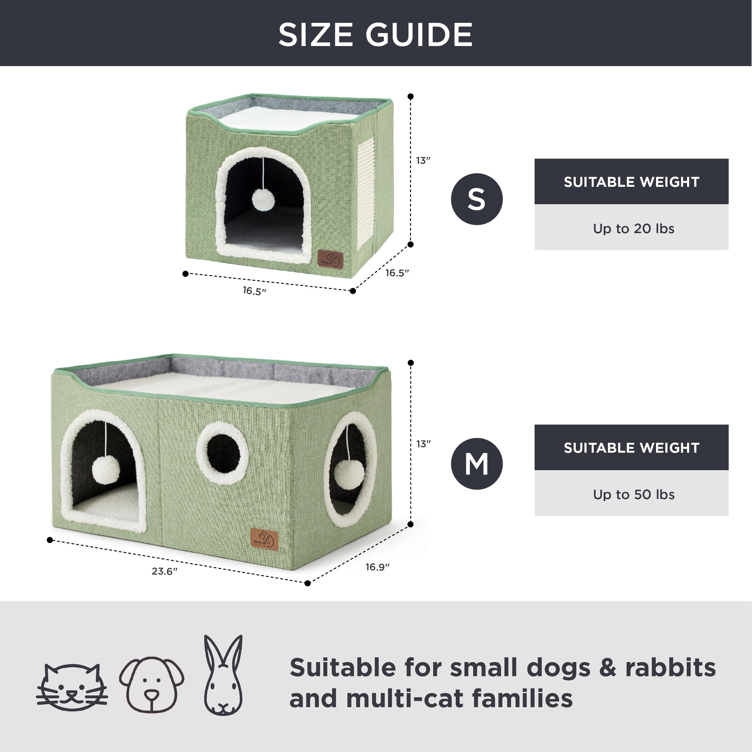 Bedsure casa-gato-cubo-extragrande bolas-peluche, entretenimiento interactivo para tu felino.