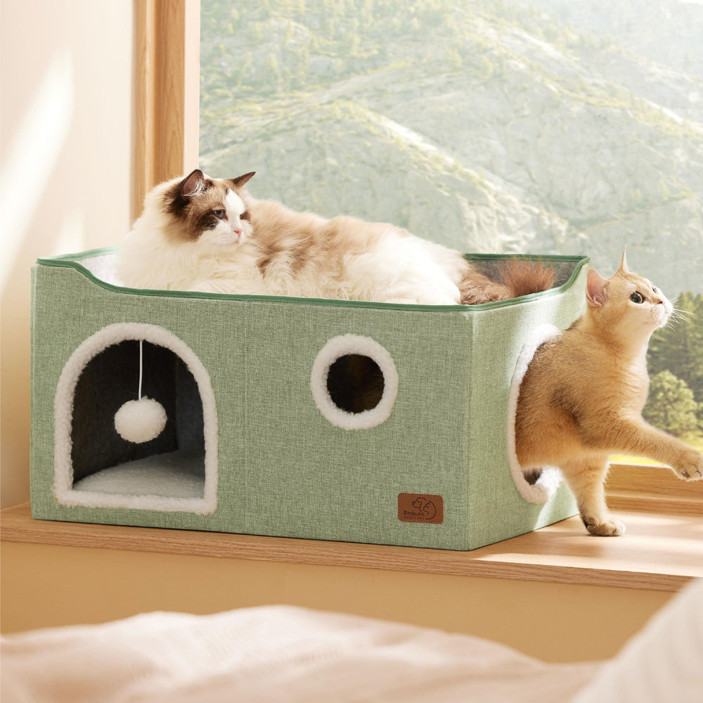 Bedsure casa-gato-cubo-extragrande tela-lana-suave, sensación cálida y cómoda para descansar.