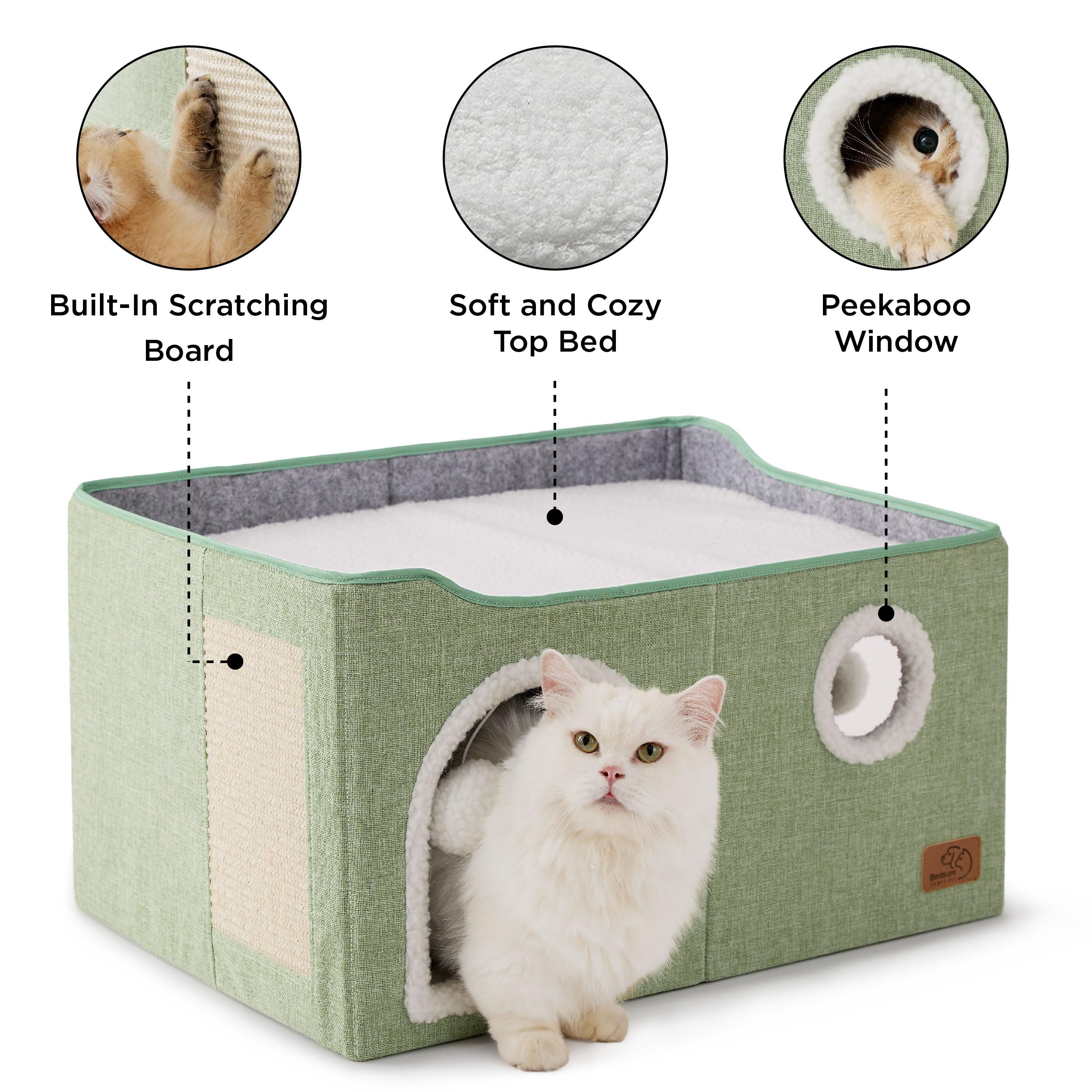 Bedsure casa-gato-cubo-extragrande tunel-dual-entradas, ideal para exploración y juego.