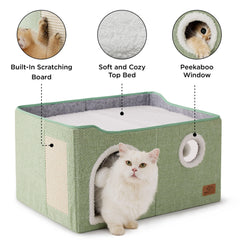 Bedsure casa-gato-cubo-extragrande tunel-dual-entradas, ideal para exploración y juego.