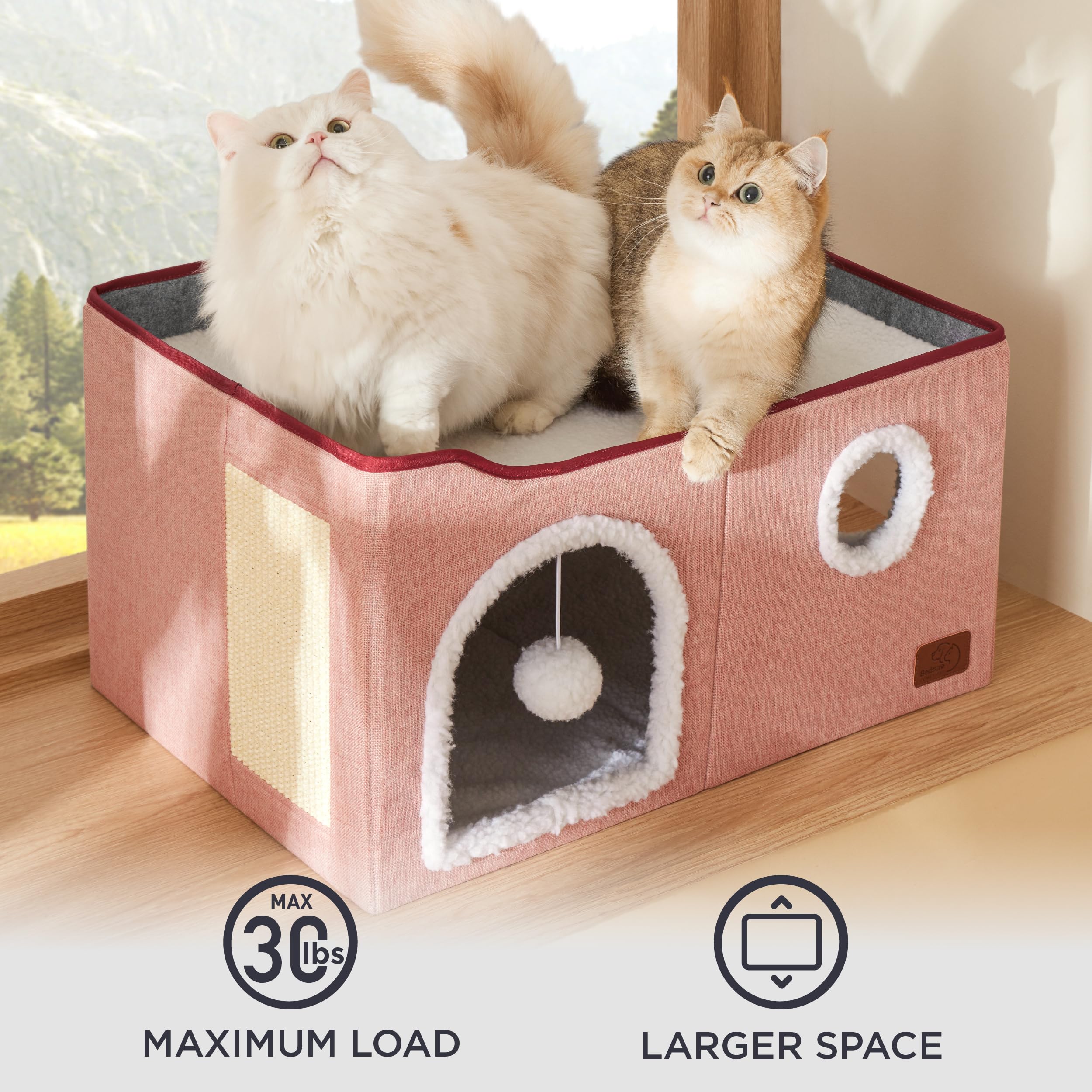 Bedsure casa gato tunel entradas dobles: exploración y juego seguro.