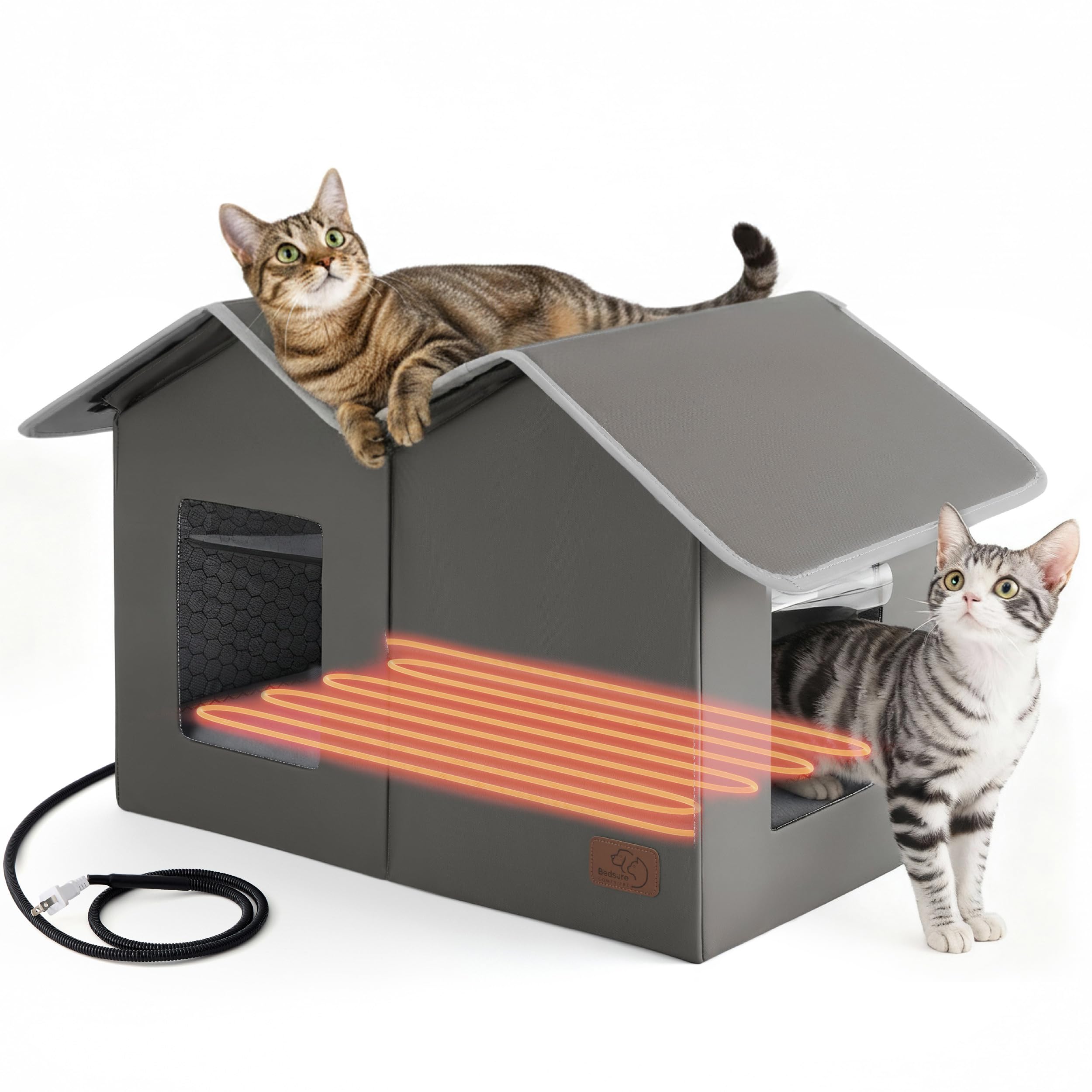 Bedsure casa para gatos, exterior impermeable, refugio cálido para felinos al aire libre.