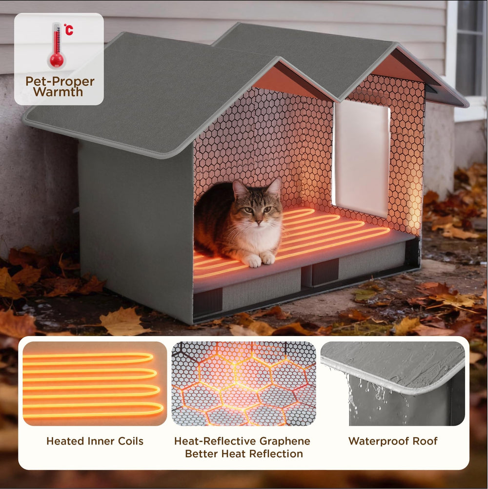 Bedsure casa para gatos con puertas dobles para evitar corrientes de aire.